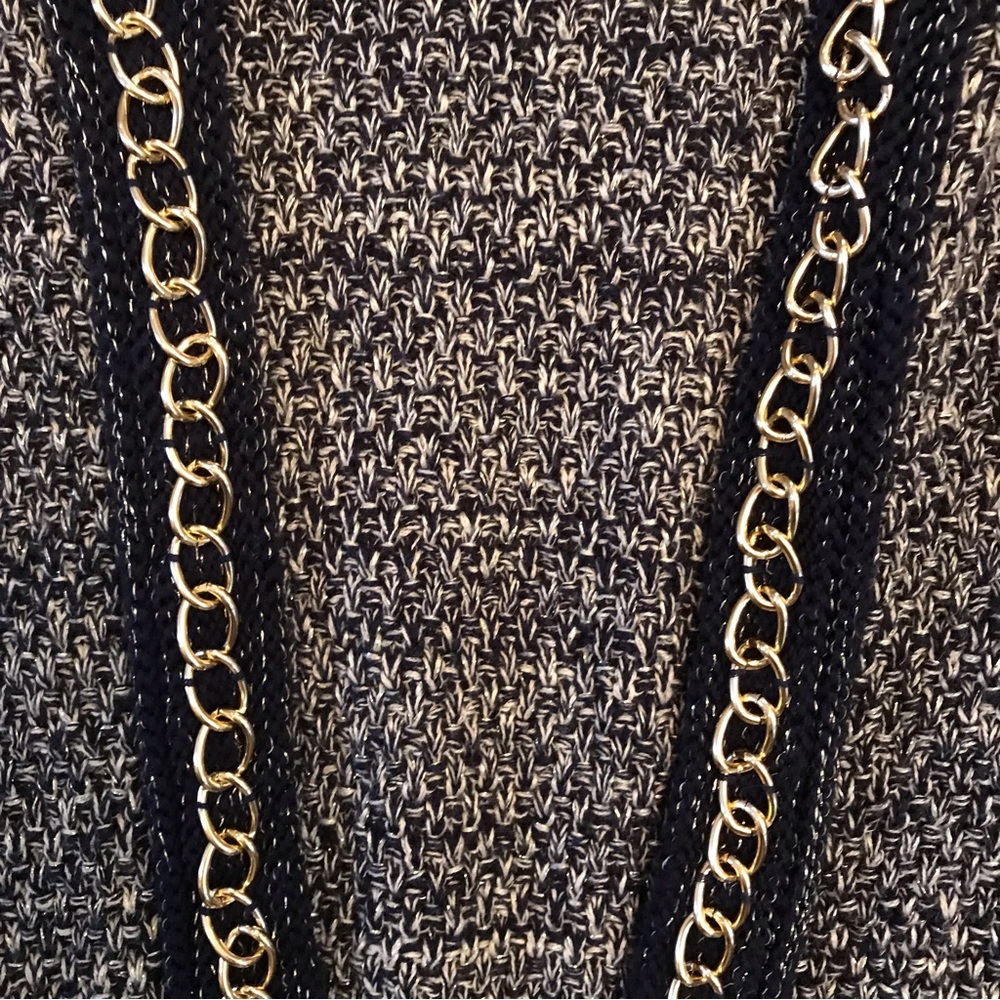 Roz Ali Cardigan Sweater Womens Size 2X Navy Gold Open Front Metallic Shimmer - Picture 7 of 8